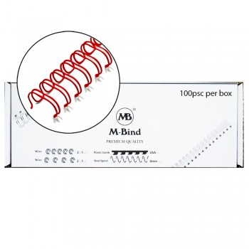 M-Bind Double Wire Bind 3:1 A4 - 1/2"(12.7mm) X 34 Loops, 100pcs/box, Red