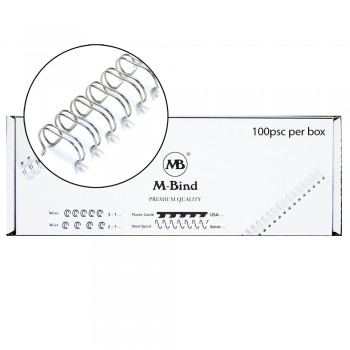 M-Bind Double Wire Bind 2:1 A4 - 1/2"(12.7mm) X 23 Loops, 100pcs/box, Silver