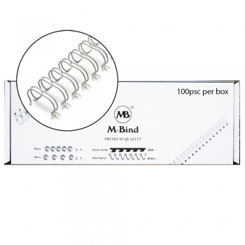M-Bind Double Wire Bind 3:1 A4 - 9/16"(14.3mm) X 34 Loops, 100pcs/box, White