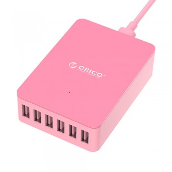 Orico DHE-6U 50W 6 Port Smart Desktop USB Charger - Pink
