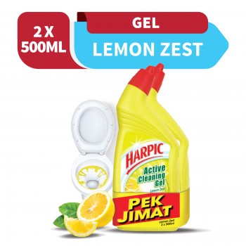 Harpic Lemon Zest Toilet Cleaning Gel 500ml x2 (Value Pack)