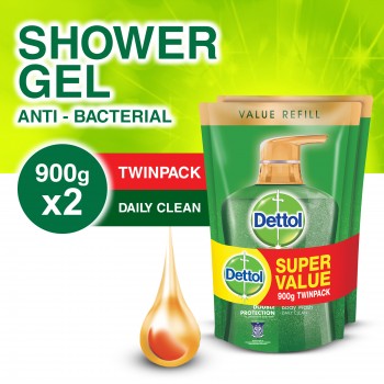 Dettol Gold Shower Gel Refill Pouch Daily Clean 900ml Twin Pack