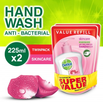Dettol Hand Wash Skincare Refill Pouch Twin Pack 2x225ml