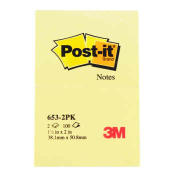 3M 653 POST-IT Notes 1.5 in x 2 in - Canary Yellow