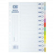 CBE 900-12 - (Jan-Dec) Paper Colour Index Divider (Item No: B10-151) A1R4B10