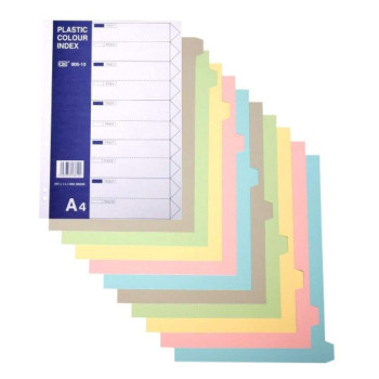 CBE 906-10 - 10col Synthetic Color Index Divider (Item No: B10-149) A1R4B8 EOL 28/6/2016