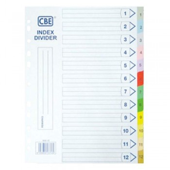 CBE 907-12 - (1-12) Paper Color Index Divider (Item No: B10-153) A1R4B12