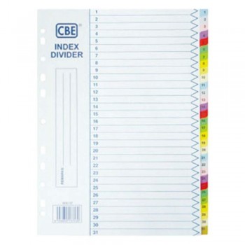 CBE 907-31 - (1-31) Paper Color Index Divider (Item No: B10-154) A1R4B6