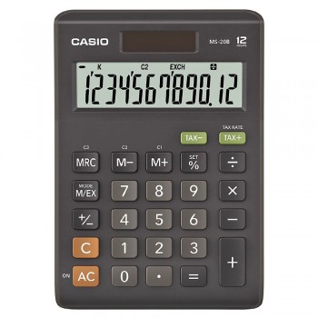 Casio Desktop Calculator - 12 Digits, Solar & Battery, Tax Calculation & Currency Exchange (MS-20B)