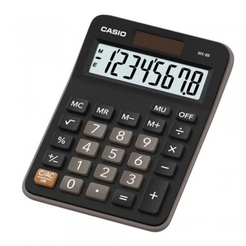 Casio Mini Desk Calculator - 8 Digits, Mark-up Calculations, Solar & Battery, Extra Large Display, Black (MX-8B)