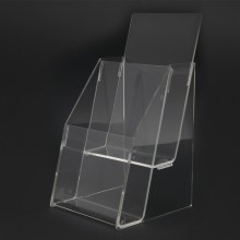 Acrylic 1/3 A4 Brochure Holder Stand 2 Layer - 99mm (W) x 210mm (H)