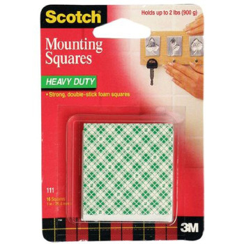 3M 111 Scotch Heavy Duty Mounting Square 1"x 1"
