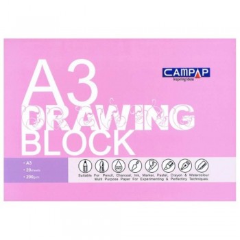 Drawing Block A3 size 200gsm - Pink Cover (Item No: B05-76PK) A1R2B204