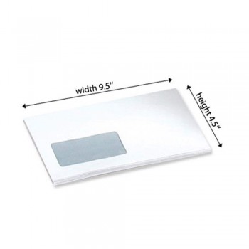 White Envelope - Window - 100gsm - 500 PCS 4.5" x 9.5"  (Item No: C03-14)