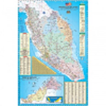 Map Of Malaysia Road Map & Highway Guide M122 - (Laminated) H24" x W36"