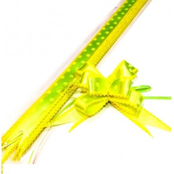 Pull Flower Ribbon Cotton 23mm Yellow Green (10 pcs)