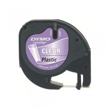 Dymo Letratag Label Printer Plastic Tape 12mm x 4m Clear