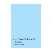 A4 3 Sheet Card 160gsm 100s' (Blue)