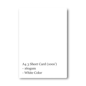 A4 3 Sheet Card 160gsm 100s' (White)