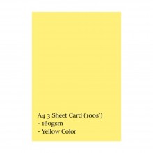 A4 3 Sheet Card 160gsm 100s' (Yellow)