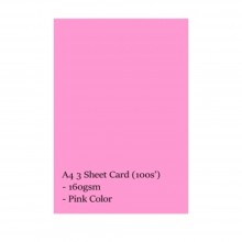 A4 3 Sheet Card 160gsm 100s' (Pink)