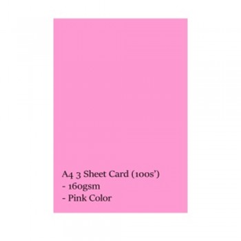 A4 3 Sheet Card 160gsm 100s' (Pink)