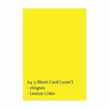 A4 3 Sheet Card 160gsm 100s' (Lemon)