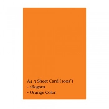A4 3 Sheet Card 160gsm 100s' (Orange)