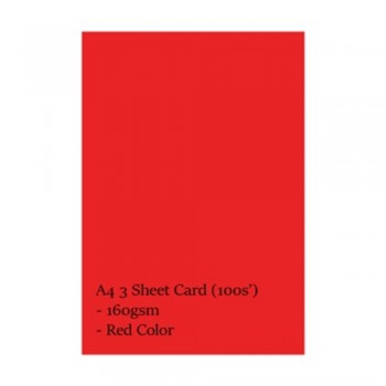 A4 3 Sheet Card 160gsm 100s' (Red)