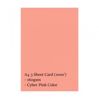 A4 3 Sheet Card 160gsm 100s' (Cyber Pink)