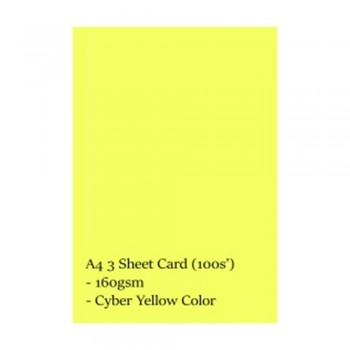 A4 3 Sheet Card 160gsm 100s' (Cyber Yellow)
