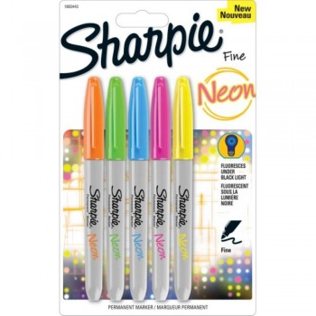 Sharpie Fine Point Neon Permanent Marker - 5 Colors Set AP016137 (Item No: A12-12 FL-ASST3) A1R3B43