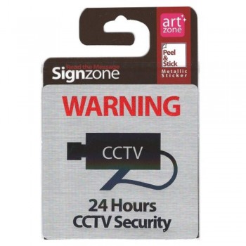 Signzone Peel & Stick Metallic Sticker - 24 Hours CCTV Security (Item No: R01-01CCTV24HR)