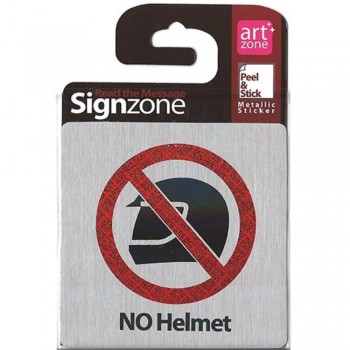 Signzone Peel & Stick Metallic Sticker - NO Helmet (Item No: R01-22) A9R1B1
