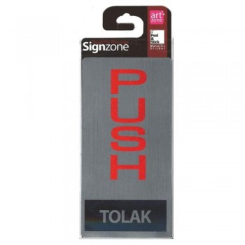 Signzone Peel & Stick Metallic Sticker - PUSH (TOLAK) (Item No: R01-53)