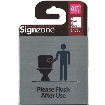 Signzone Peel & Stick Metallic Sticker - Please Flush After Use (Item No: R01-40)