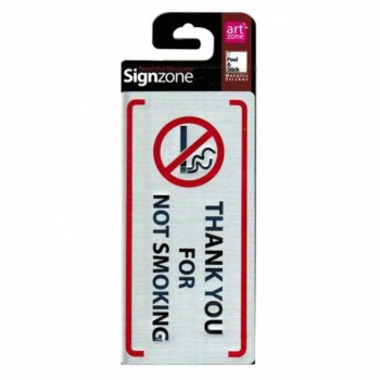 Signzone Peel & Stick Metallic Sticker - THANK YOU FOR NOT SMOKING (Item No: R01-78)