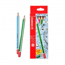 STABILO TRIO + 2B PENCIL BOX OF 6 + 4562 SHARPENER