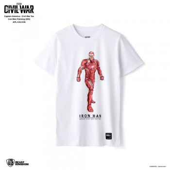 Marvel Captain America: Civil War Tee Iron Man Painting - White, Size S (APL-CA3-036)