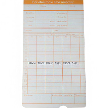 White Time Card For Electronic Time Recorder 
