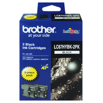 Brother LC-67 Black Twin Pack Ink Cartridge (High Yield)