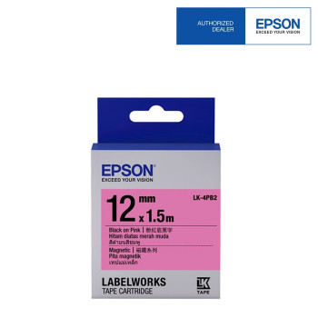Epson Label Cartridge 12mm Black on Pink Magnetic