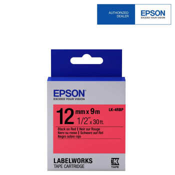 Epson 12mm x 9m Blk on Red Tape C53S654241 (Item No: EPS LK-4RBP)