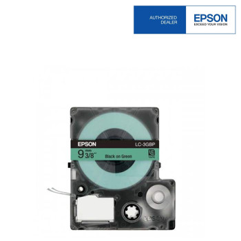 Epson LC-3GBP LabelWorks Tape - 9mm Black on Green Tape  EOL 02/09/2016
