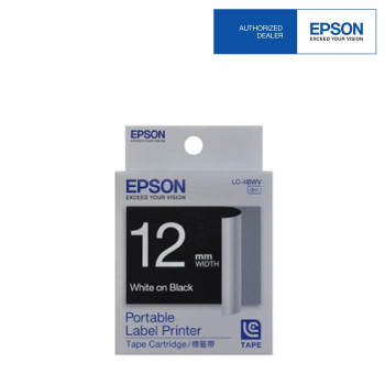 Epson LC-4BWV LabelWorks Tape - 12mm White on Black Tape (Item No: LC-4BWV)- EOL 02/09/2016