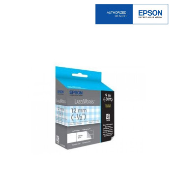 Epson LC-4CAY LabelWorks Tape - 12mm Gray on Blue Check Tape EOL 02/09/2016