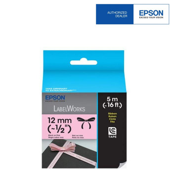 Epson LC-4PBK LabelWorks Tape - 12mm Black on Pink Ribbon EOL 02/09/2016
