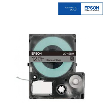Epson LC-4SBM LabelWorks Tape - 12mm Black on Silver Tape EOL 20/6/2016
