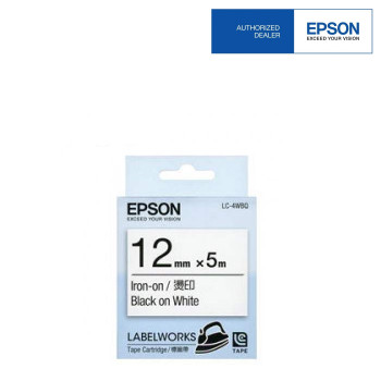 Epson LC-4WBQ LabelWorks Tape - 12mm Black on White Tape (Item No: EPS LC-4WBQ)-while stock last EOL 20/6/2016