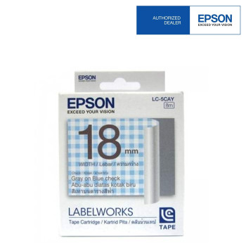 Epson LC-5CAY LabelWorks Tape - 18mm Gray on Blue Check Tape (Item No: EPS LC-5CAY)-EOL 02/09/2016